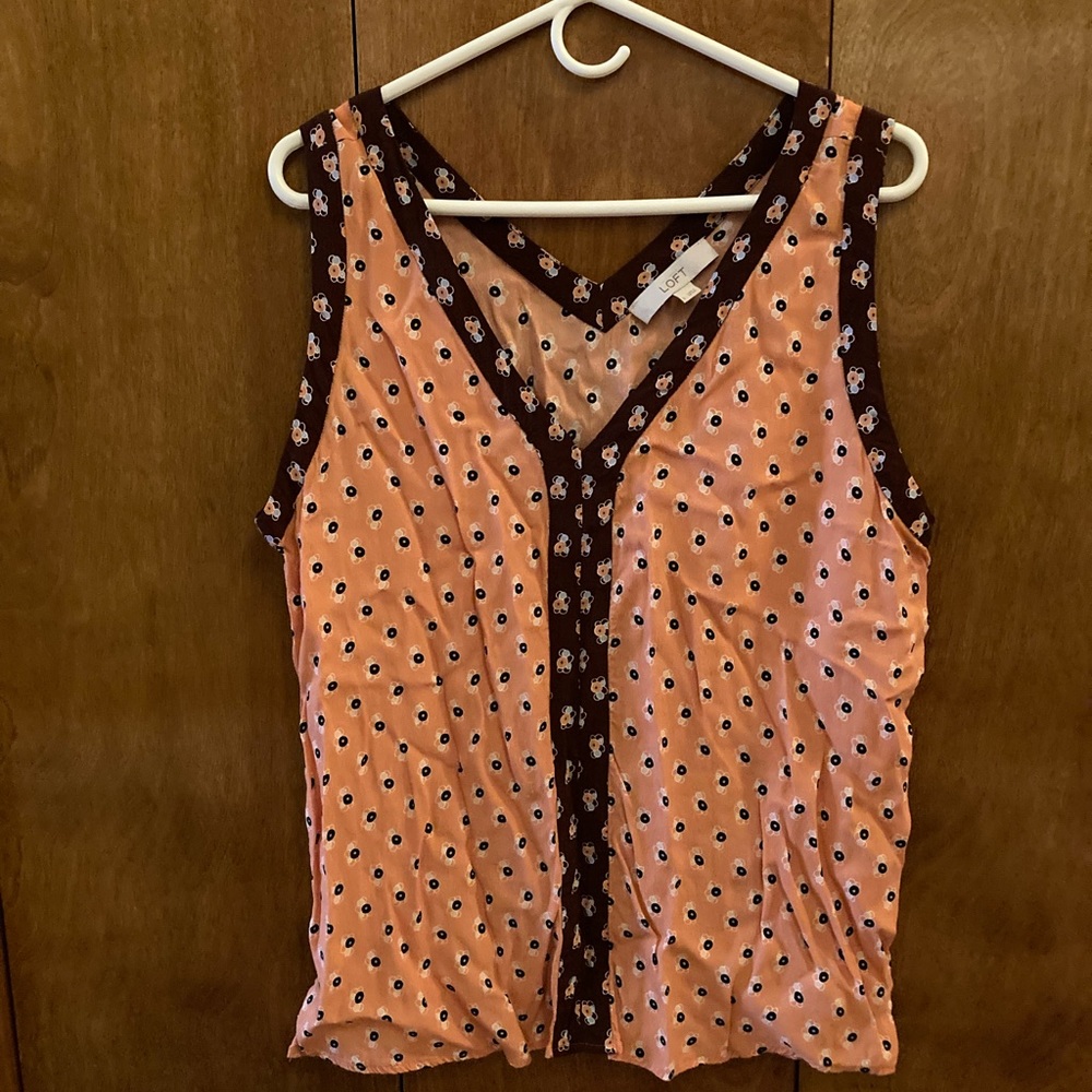Loft peach top with burgundy trim. Cute